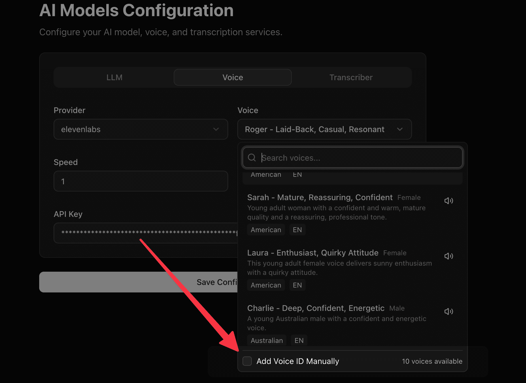 Add Voice Manually