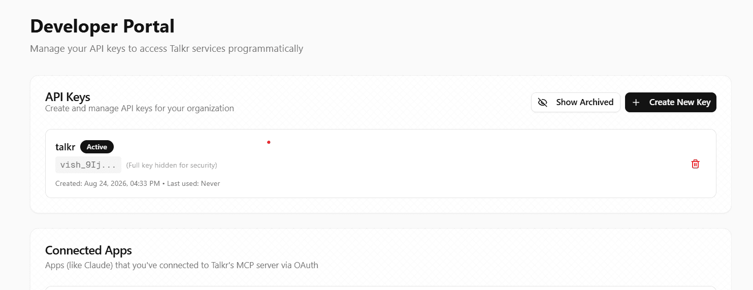 Create a new API Key