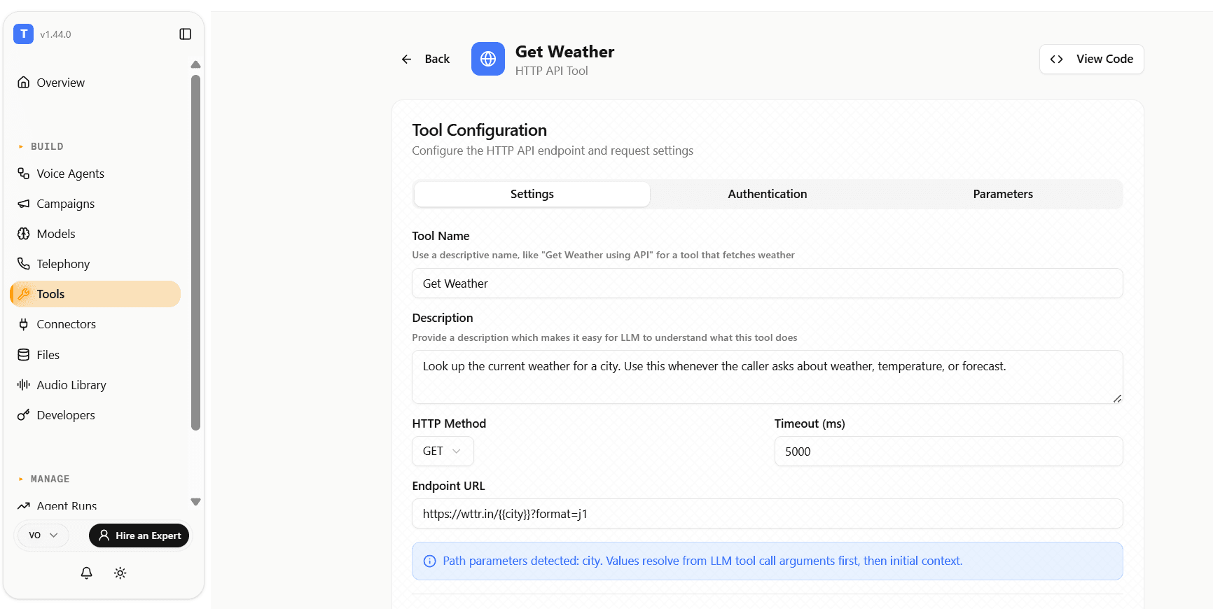 Tool Description Example