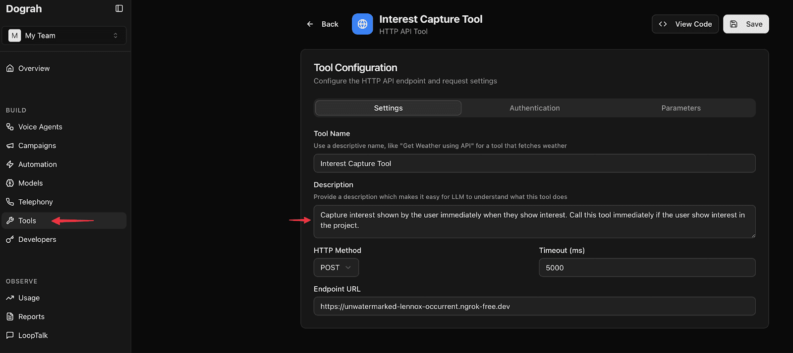 Tool Description Example